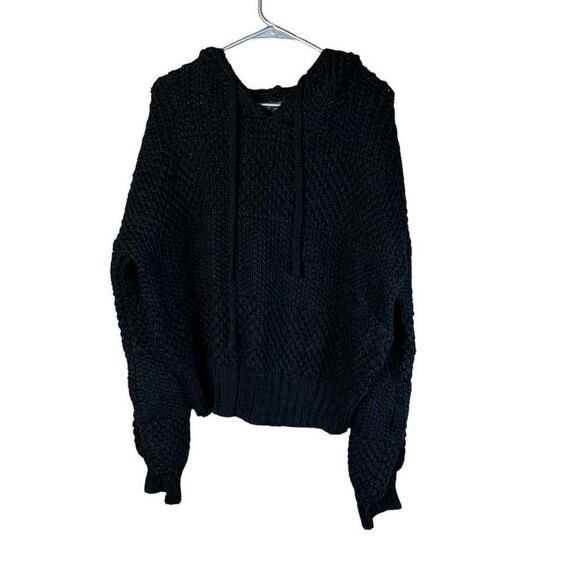 Volcom Chunky Knit hooded black sweater Women’s size XL‎ - Picture 1 of 7